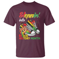 Stepping Into Black History Month T Shirt Black Girls Sneakers