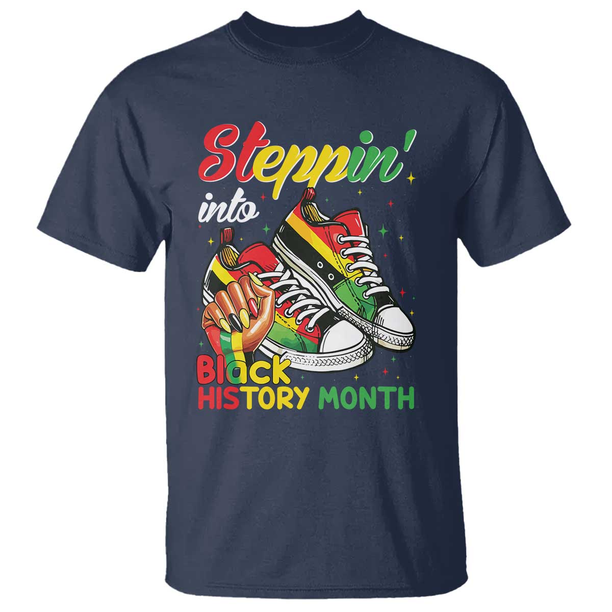 Stepping Into Black History Month T Shirt Black Girls Sneakers