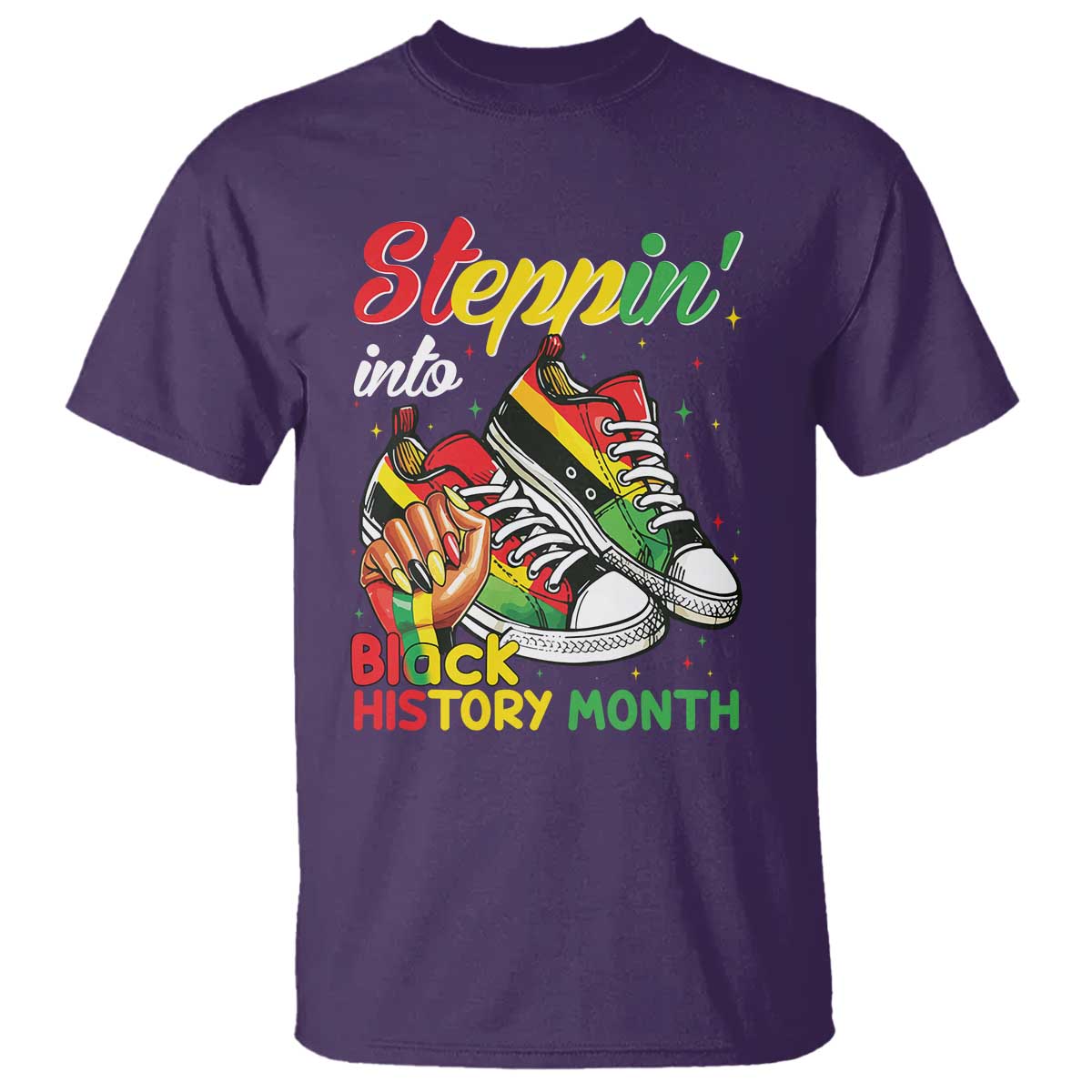 Stepping Into Black History Month T Shirt Black Girls Sneakers