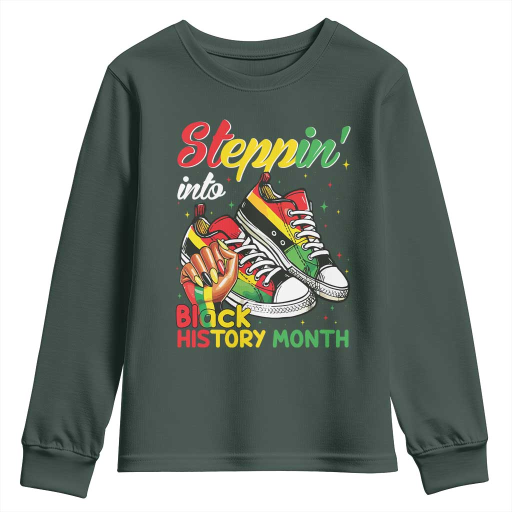 Stepping Into Black History Month Youth Sweatshirt Black Girls Sneakers