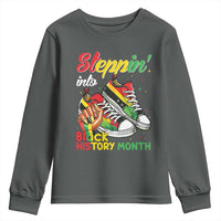 Stepping Into Black History Month Youth Sweatshirt Black Girls Sneakers