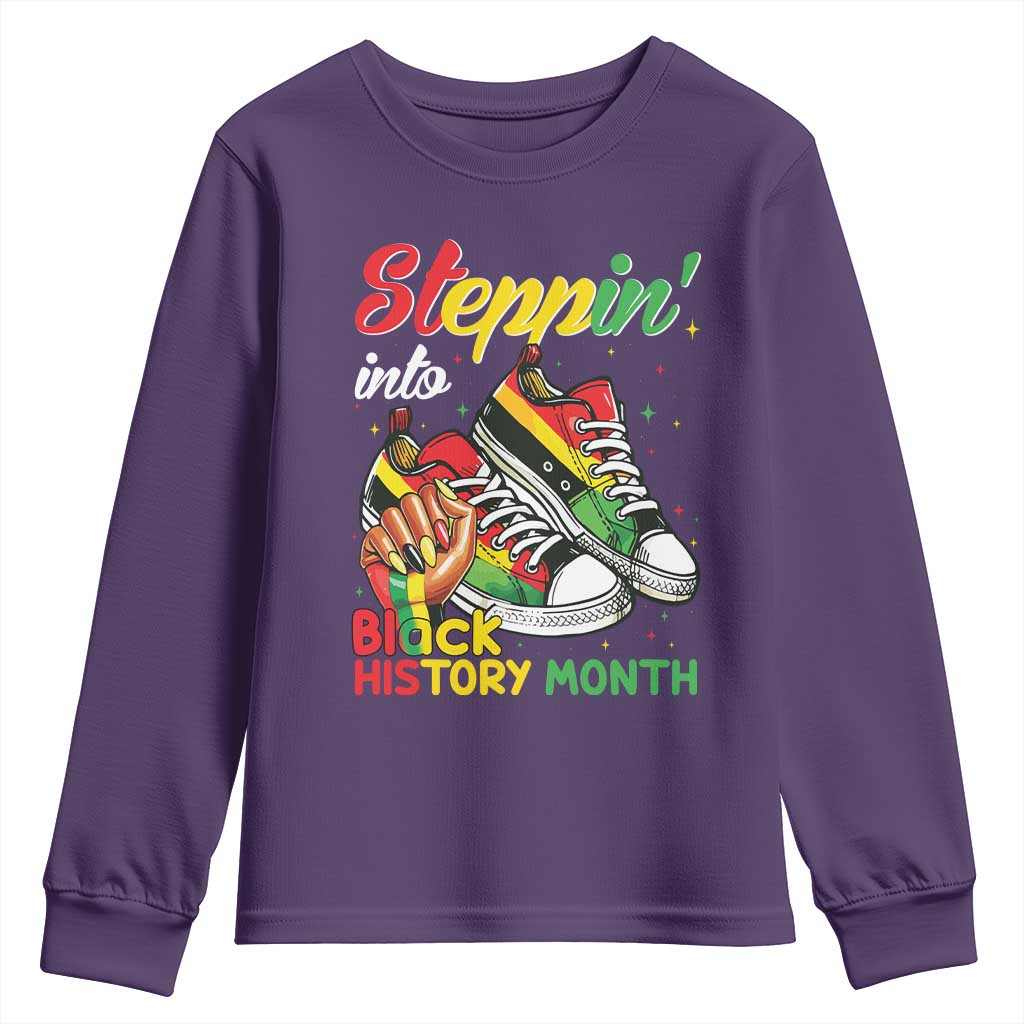 Stepping Into Black History Month Youth Sweatshirt Black Girls Sneakers