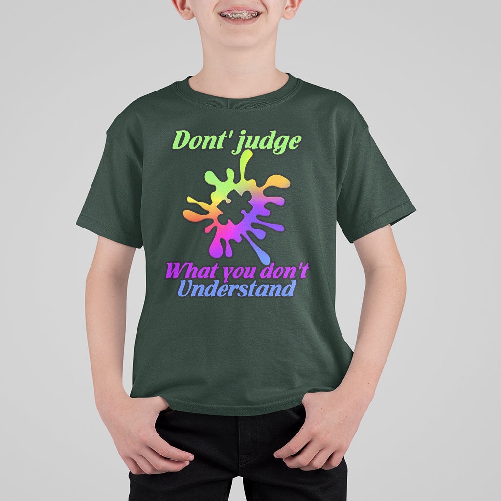 Don't Judge What You don't Understand Autism Awareness Kid T-Shirt - Wonder Print Shop