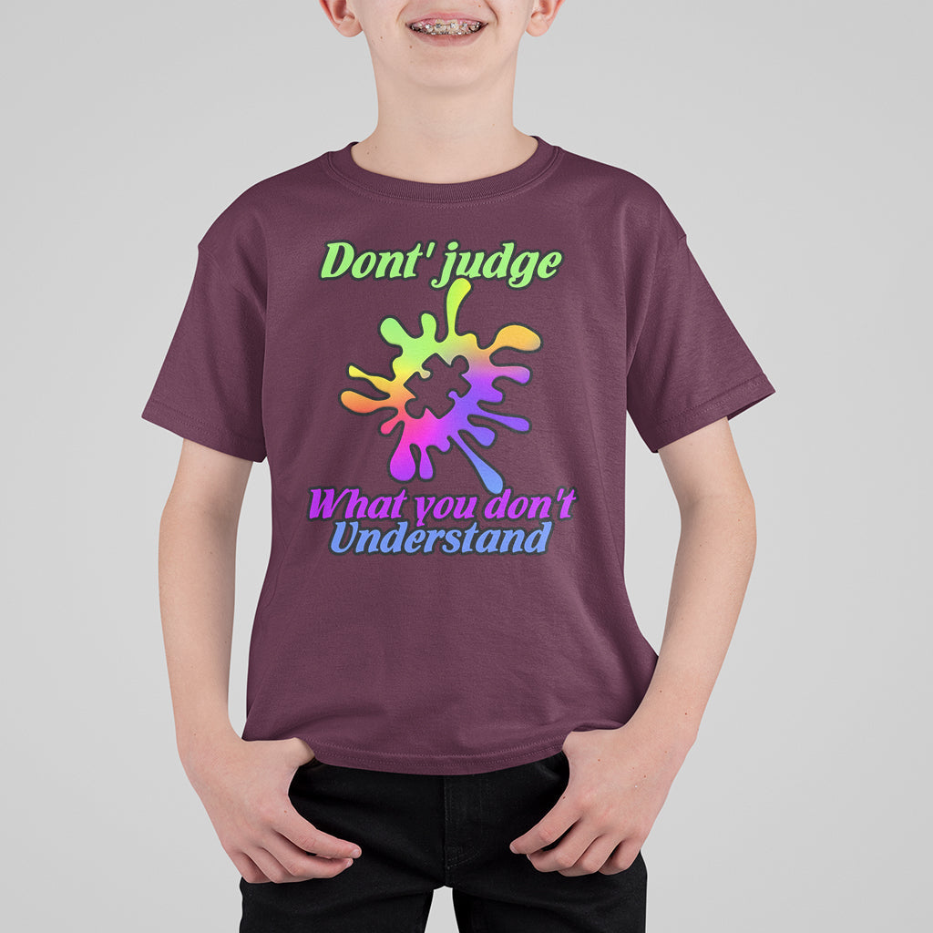 Don't Judge What You don't Understand Autism Awareness Kid T-Shirt - Wonder Print Shop