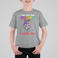 Autism Awareness Acceptance I See Your True Colors Cute Cat Kid T-Shirt - Wonder Print Shop
