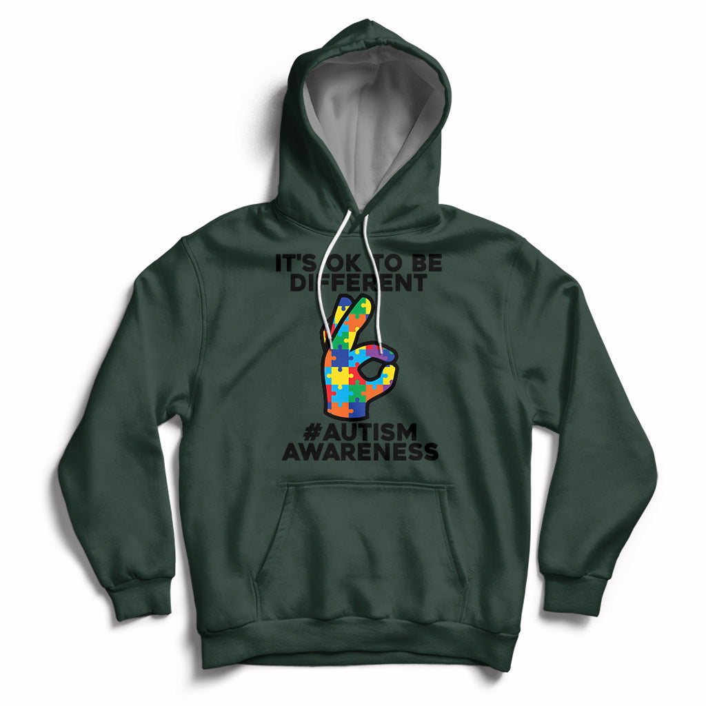 Autism Awareness Acceptance It's Ok To Be Different Hoodie - Wonder Print Shop