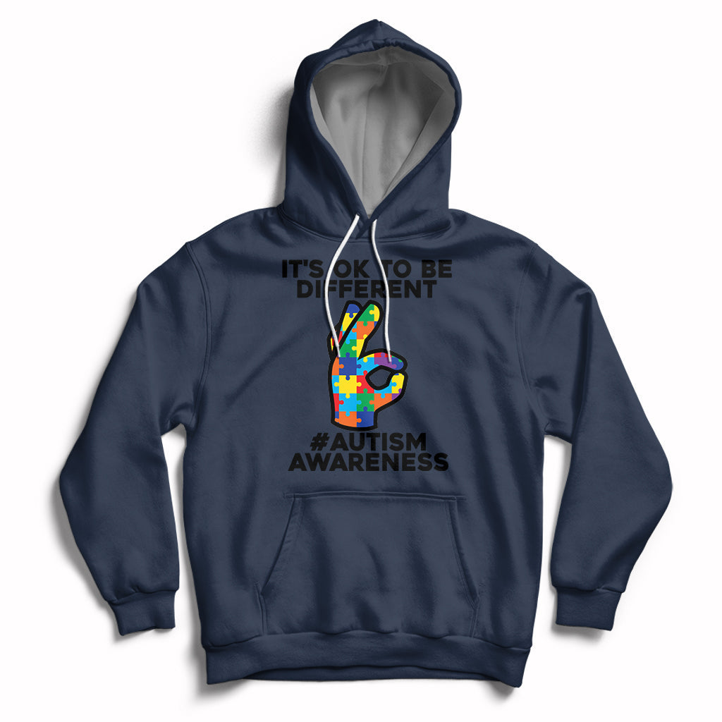Autism Awareness Acceptance It's Ok To Be Different Hoodie - Wonder Print Shop