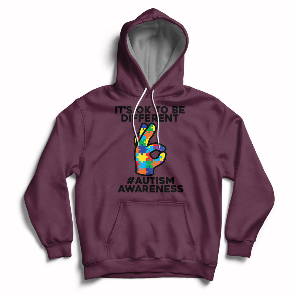 Autism Awareness Acceptance It's Ok To Be Different Hoodie - Wonder Print Shop