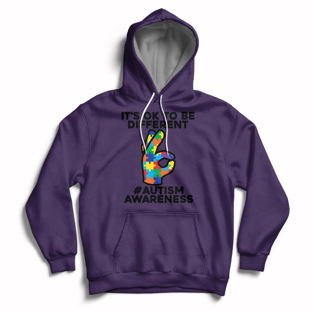 Autism Awareness Acceptance It's Ok To Be Different Hoodie - Wonder Print Shop