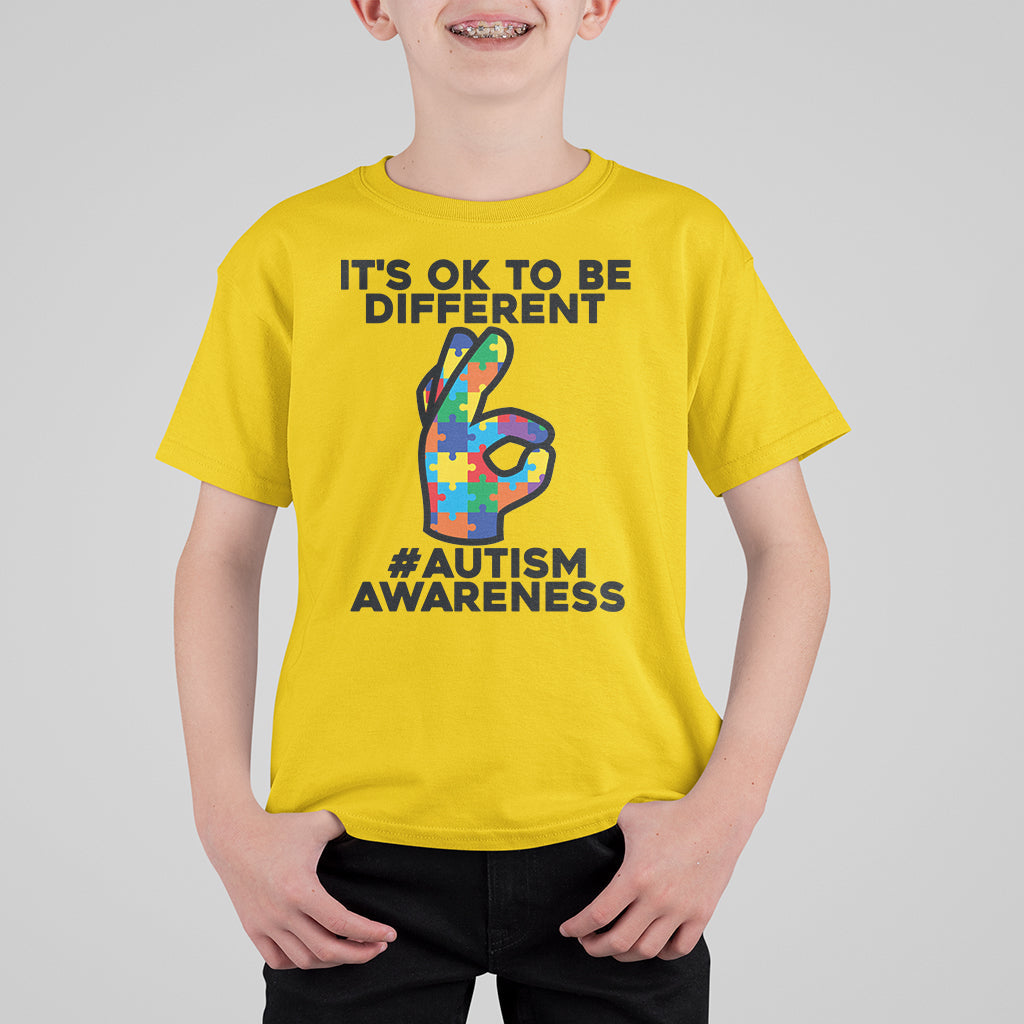 Autism Awareness Acceptance It's Ok To Be Different Kid T-Shirt - Wonder Print Shop