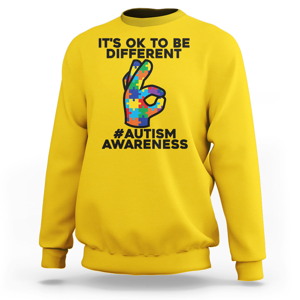 Autism Awareness Acceptance It's Ok To Be Different Sweatshirt - Wonder Print Shop