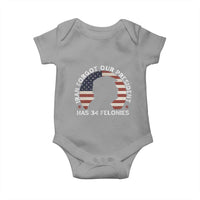 Iran Forgot Our President Has 34 Felonies Baby Onesie Funny Political Satire Patriotic