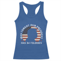 Iran Forgot Our President Has 34 Felonies Racerback Tank Top Funny Political Satire Patriotic