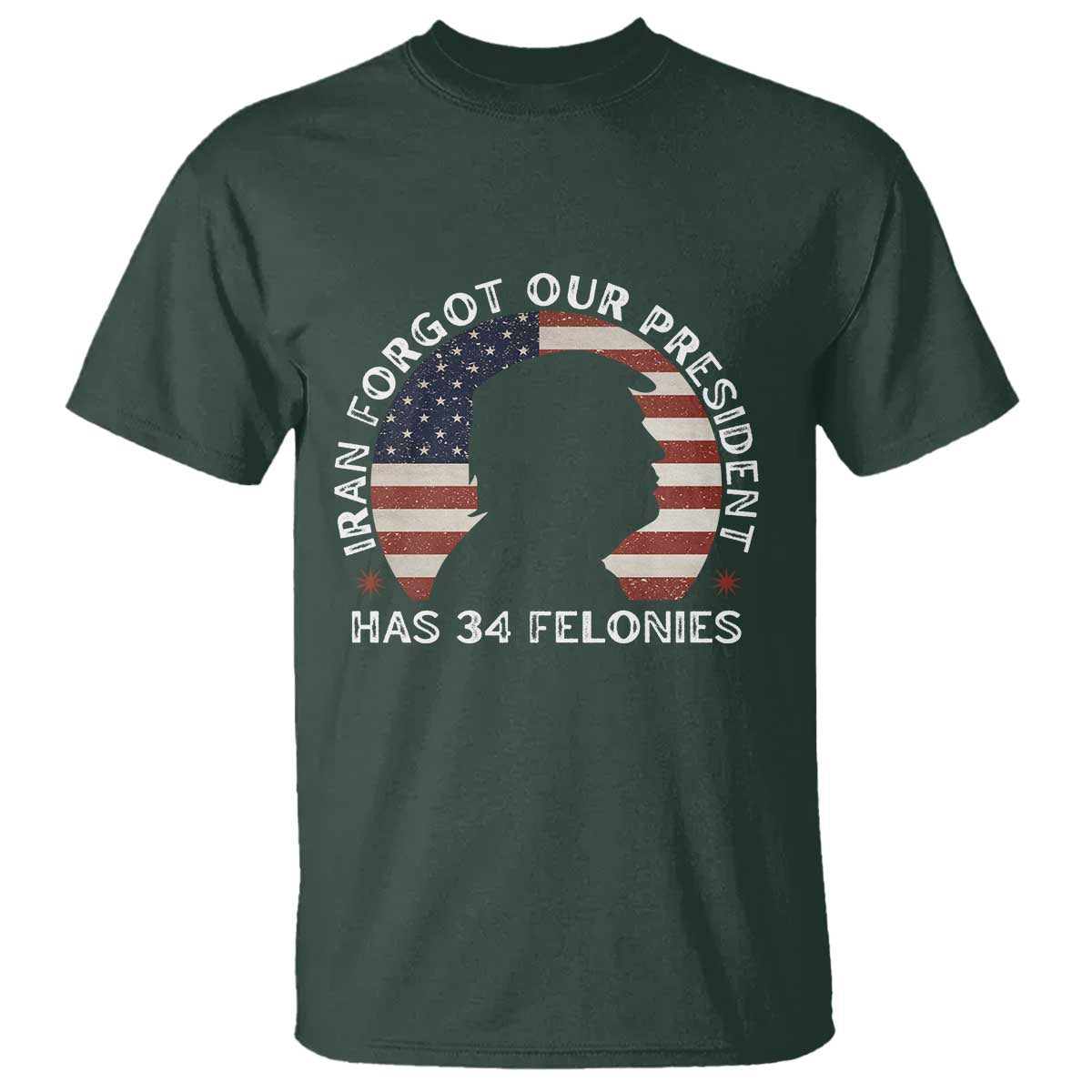 Iran Forgot Our President Has 34 Felonies T Shirt Funny Political Satire Patriotic