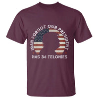 Iran Forgot Our President Has 34 Felonies T Shirt Funny Political Satire Patriotic