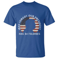 Iran Forgot Our President Has 34 Felonies T Shirt Funny Political Satire Patriotic