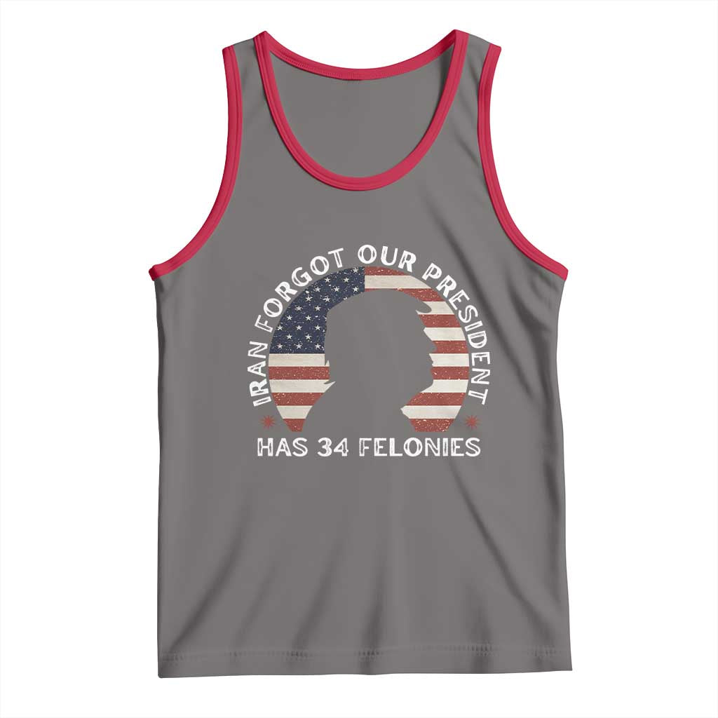Iran Forgot Our President Has 34 Felonies Tank Top Funny Political Satire Patriotic