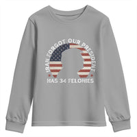 Iran Forgot Our President Has 34 Felonies Youth Sweatshirt Funny Political Satire Patriotic