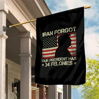 Iran Forgot Our President Has 34 Felonies Garden Flag Funny Political Satire Patriotic Flag