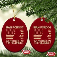 Iran Forgot Our President Has 34 Felonies Ceramic Ornament Funny Political Satire Patriotic Flag