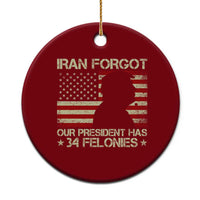 Iran Forgot Our President Has 34 Felonies Ceramic Ornament Funny Political Satire Patriotic Flag