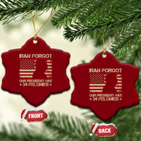 Iran Forgot Our President Has 34 Felonies Ceramic Ornament Funny Political Satire Patriotic Flag