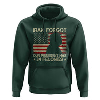 Iran Forgot Our President Has 34 Felonies Hoodie Funny Political Satire Patriotic Flag