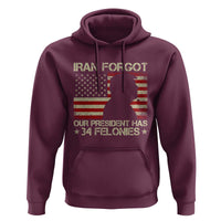 Iran Forgot Our President Has 34 Felonies Hoodie Funny Political Satire Patriotic Flag
