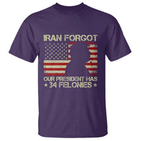 Iran Forgot Our President Has 34 Felonies T Shirt Funny Political Satire Patriotic Flag