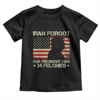 Iran Forgot Our President Has 34 Felonies Toddler T Shirt Funny Political Satire Patriotic Flag