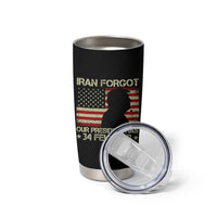 Iran Forgot Our President Has 34 Felonies Tumbler Cup Funny Political Satire Patriotic Flag