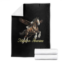 Made in America Patriotic Eagle and Horse Throw Blanket Strong American Pride Western Style