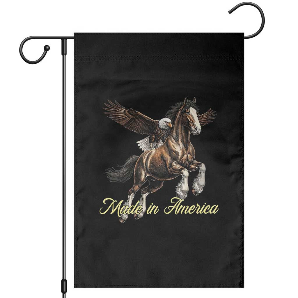Made in America Patriotic Eagle and Horse Garden Flag Strong American Pride Western Style
