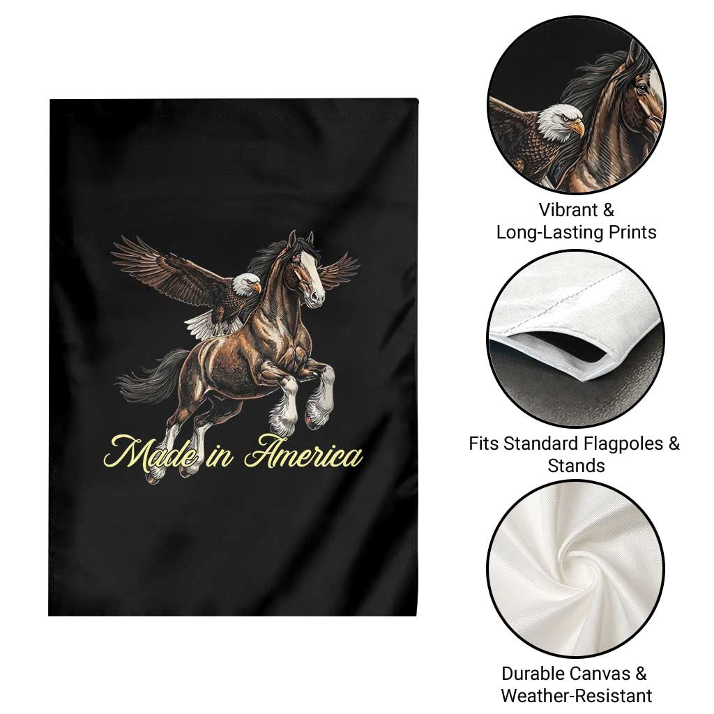 Made in America Patriotic Eagle and Horse Garden Flag Strong American Pride Western Style
