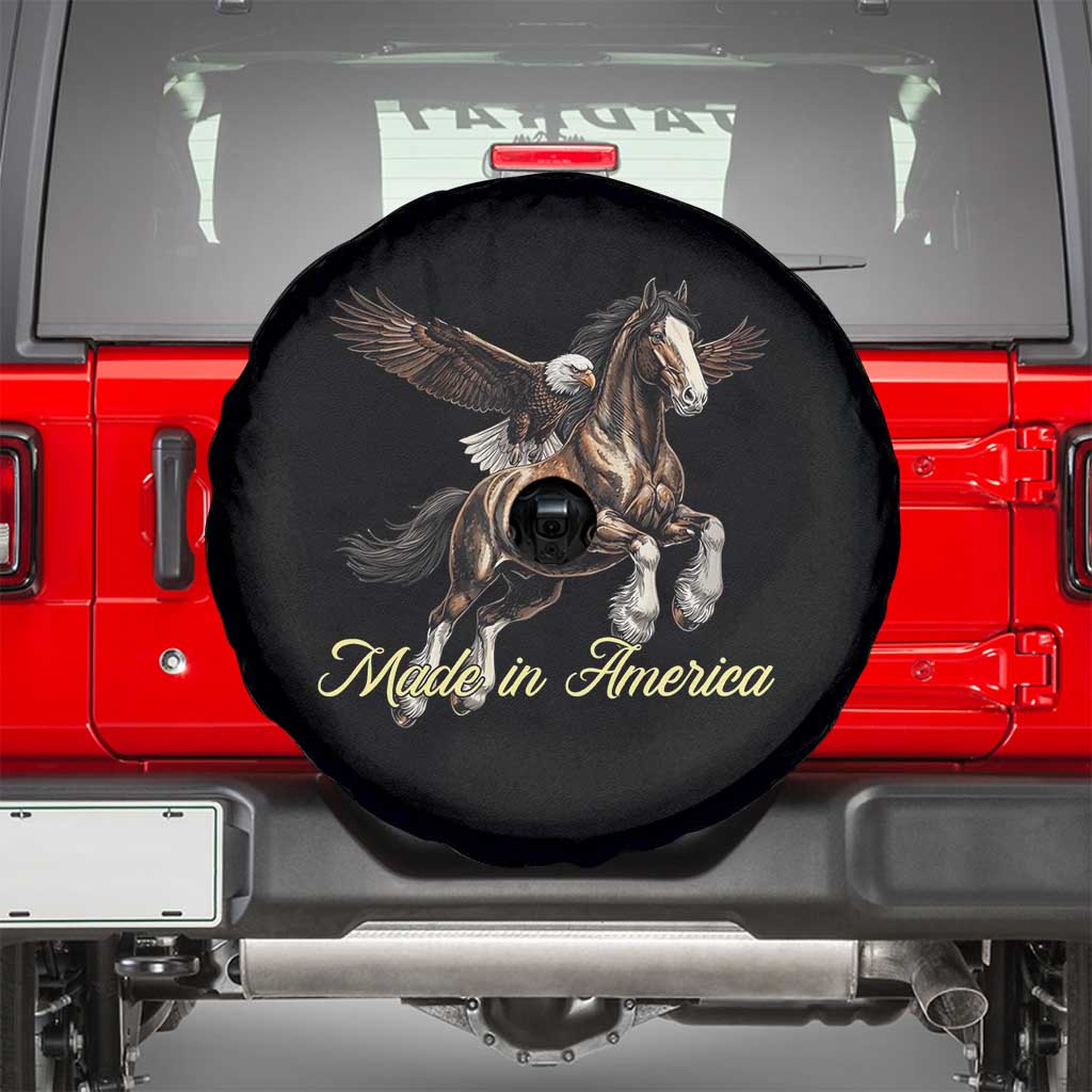 Made in America Patriotic Eagle and Horse Spare Tire Cover Strong American Pride Western Style