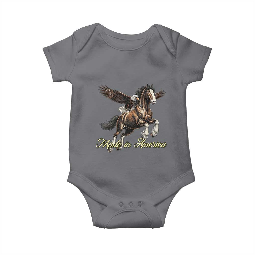 Made in America Patriotic Eagle and Horse Baby Onesie Strong American Pride Western Style