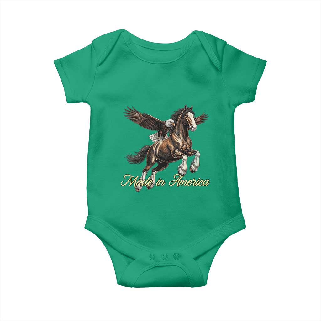 Made in America Patriotic Eagle and Horse Baby Onesie Strong American Pride Western Style