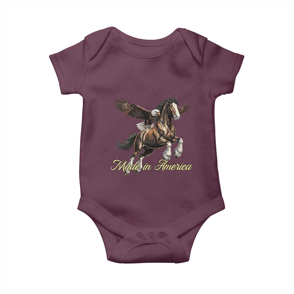 Made in America Patriotic Eagle and Horse Baby Onesie Strong American Pride Western Style