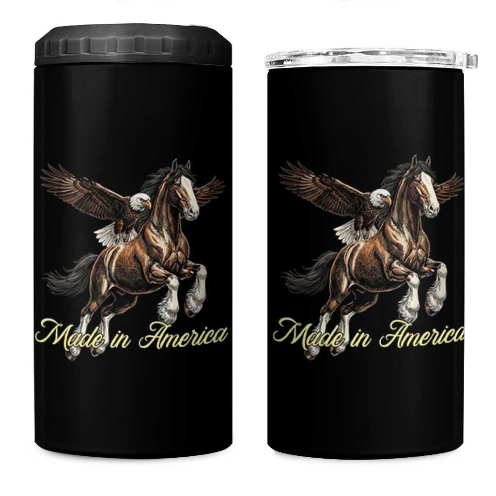 Made in America Patriotic Eagle and Horse 4 in 1 Can Cooler Tumbler Strong American Pride Western Style