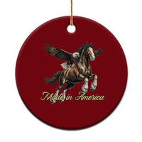 Made in America Patriotic Eagle and Horse Ceramic Ornament Strong American Pride Western Style
