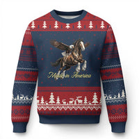Made in America Patriotic Eagle and Horse Ugly Christmas Sweater Strong American Pride Western Style