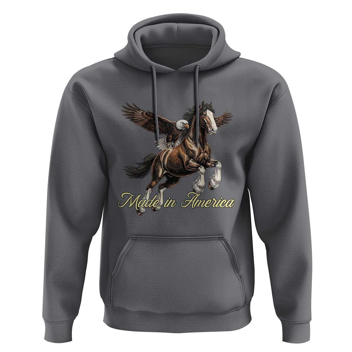 Made in America Patriotic Eagle and Horse Hoodie Strong American Pride Western Style