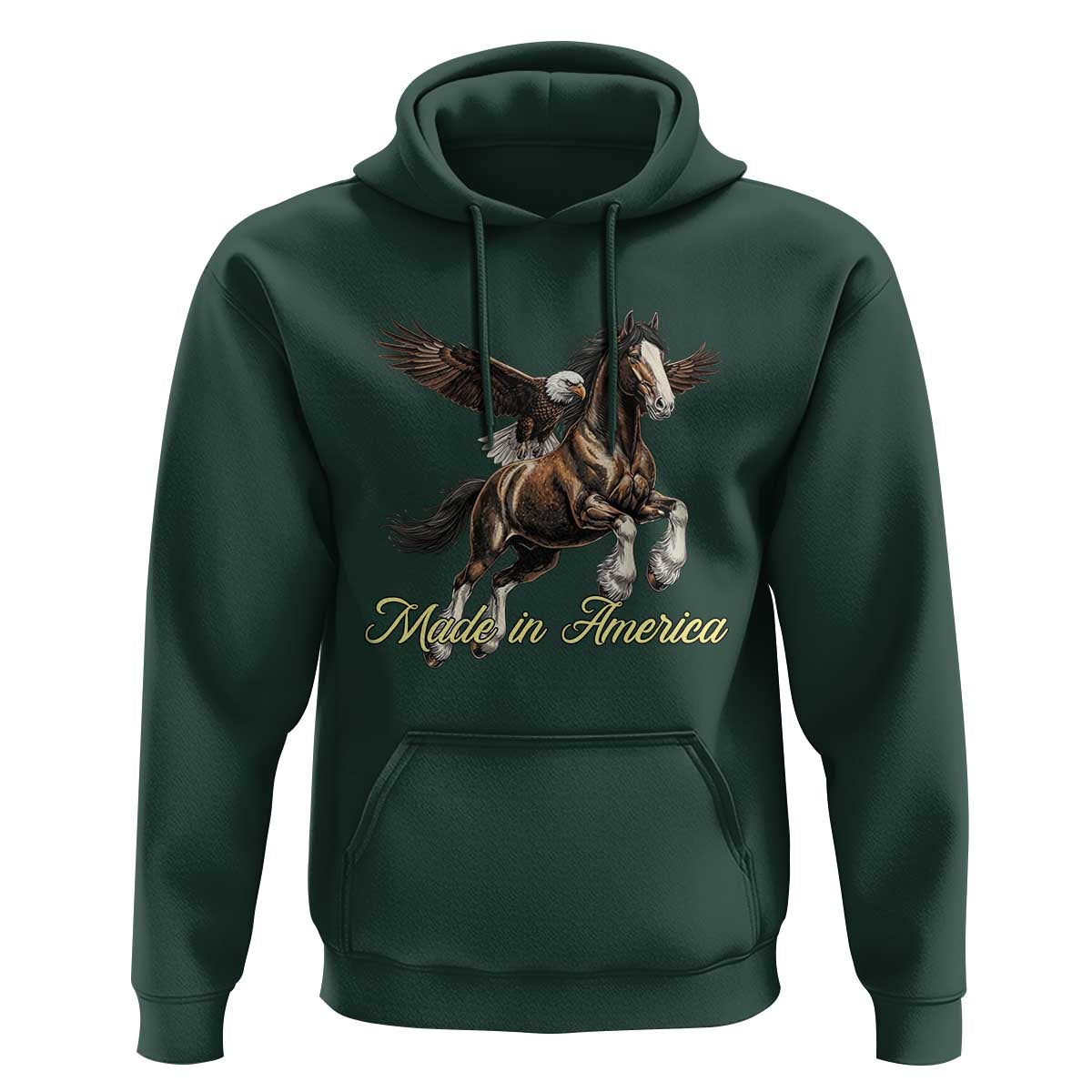 Made in America Patriotic Eagle and Horse Hoodie Strong American Pride Western Style