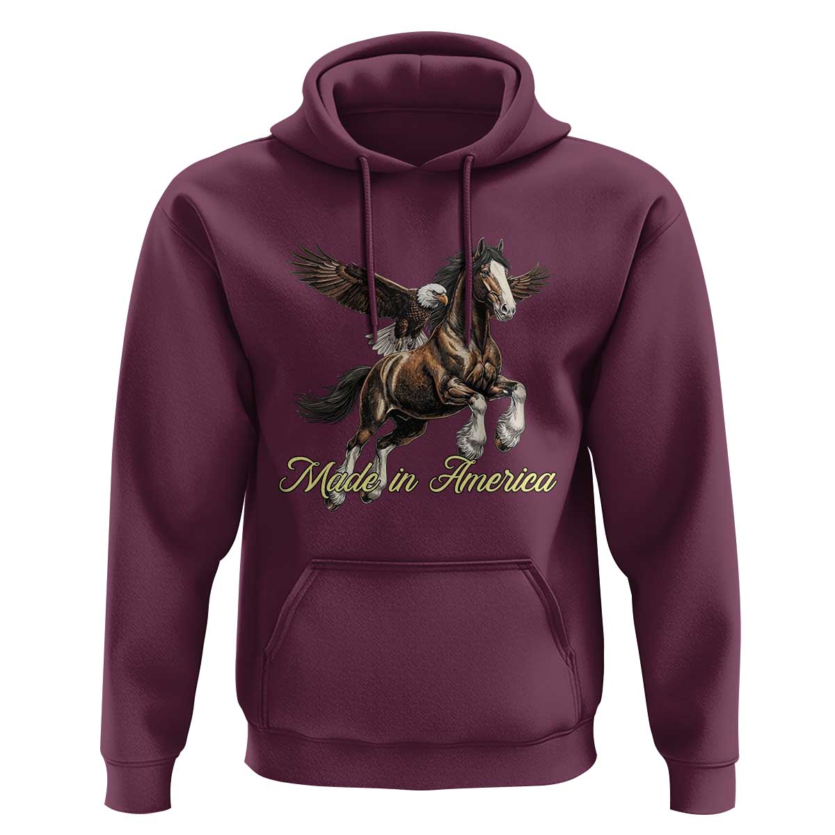 Made in America Patriotic Eagle and Horse Hoodie Strong American Pride Western Style