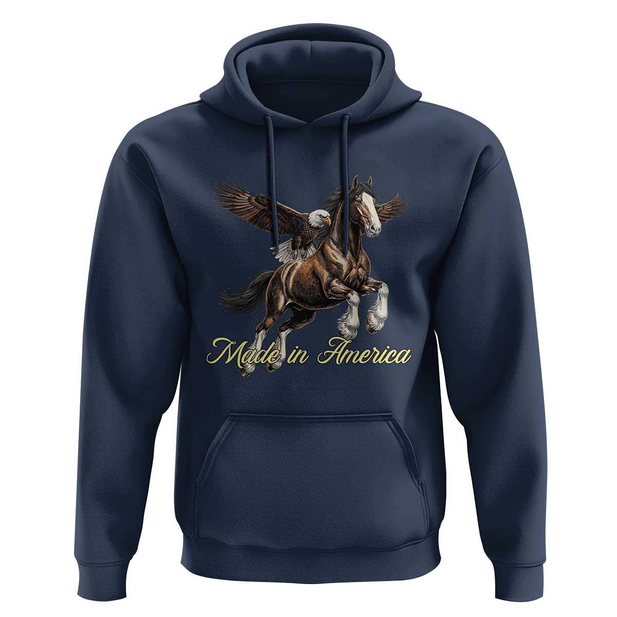 Made in America Patriotic Eagle and Horse Hoodie Strong American Pride Western Style