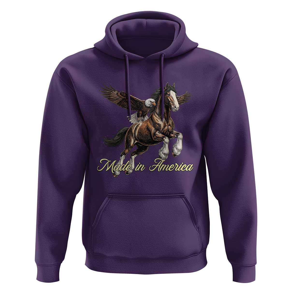 Made in America Patriotic Eagle and Horse Hoodie Strong American Pride Western Style