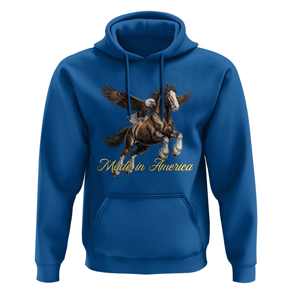 Made in America Patriotic Eagle and Horse Hoodie Strong American Pride Western Style