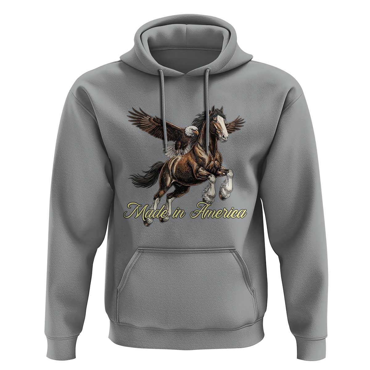 Made in America Patriotic Eagle and Horse Hoodie Strong American Pride Western Style