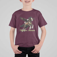 Made in America Patriotic Eagle and Horse T Shirt For Kid Strong American Pride Western Style