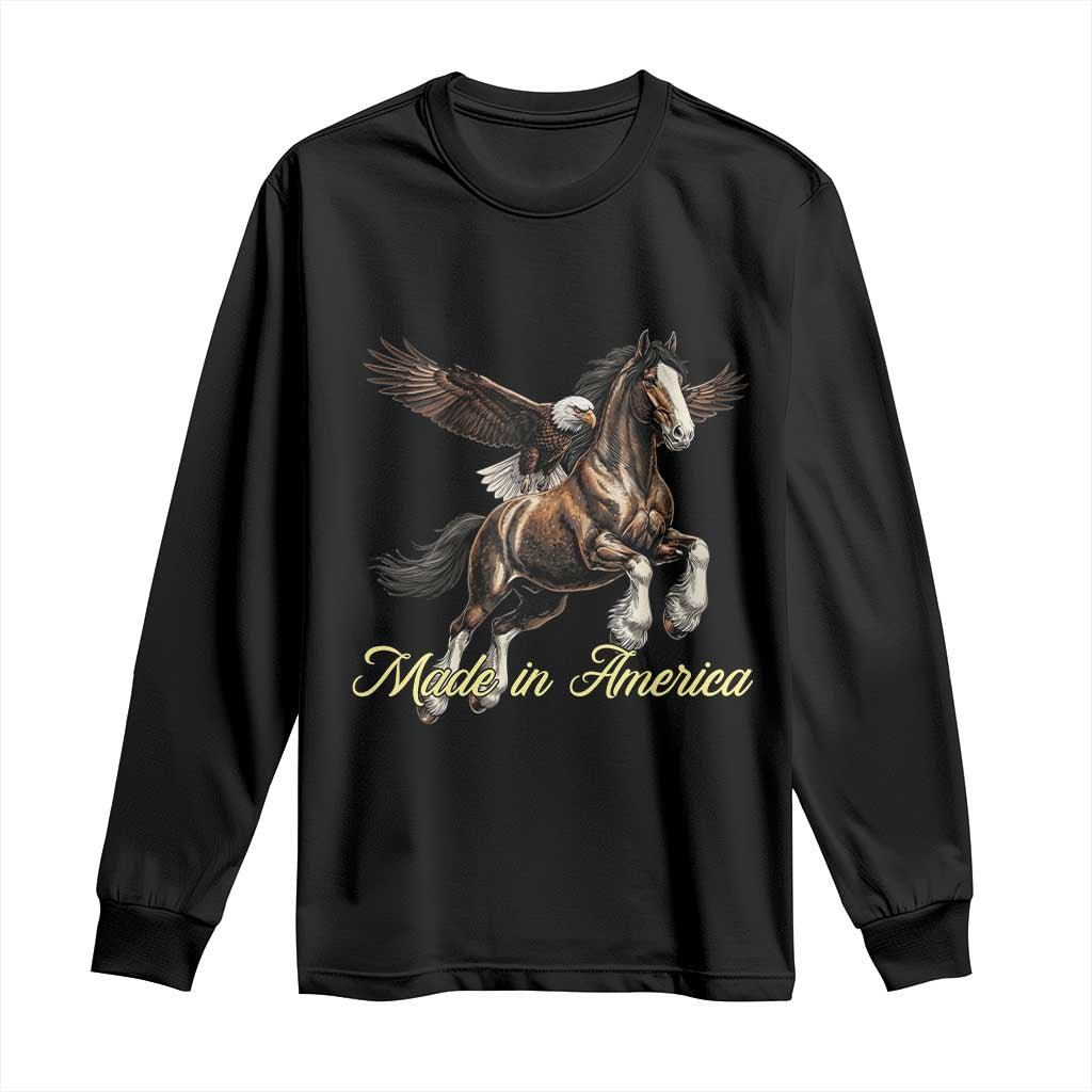 Made in America Patriotic Eagle and Horse Long Sleeve Shirt Strong American Pride Western Style